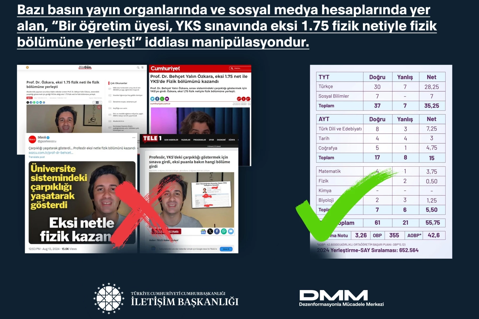Eksi Netle Fizik Bölümüne Yerleşti.
